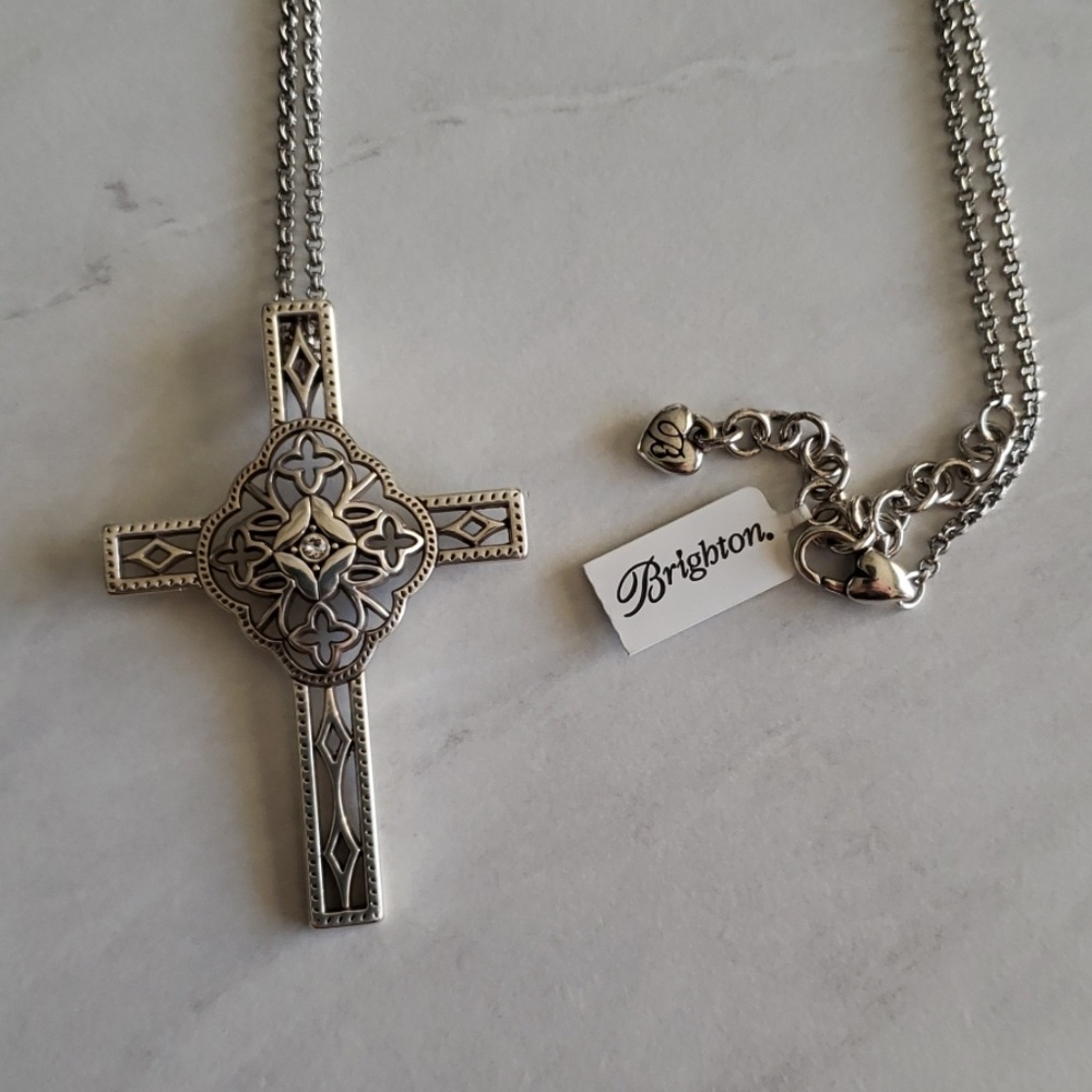 NWT Brighton Silver Cross Necklace